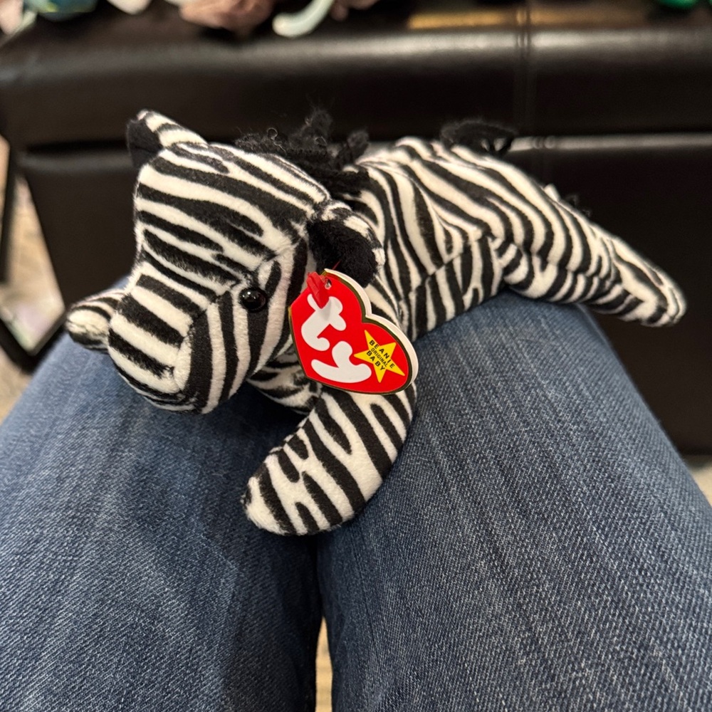 Ty Ziggy Black and White Striped Zebra Stuffed Animal